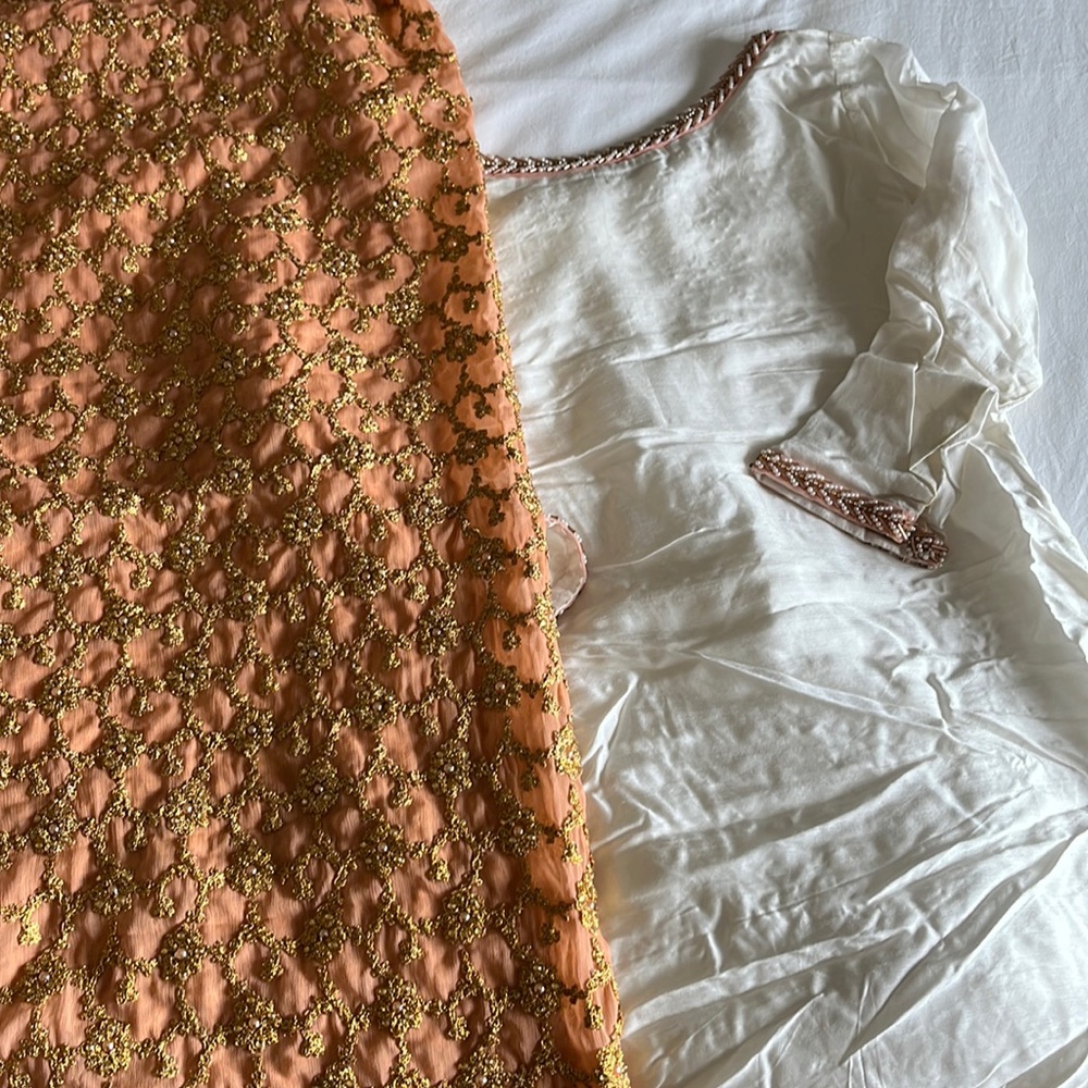 White And Peach Suit